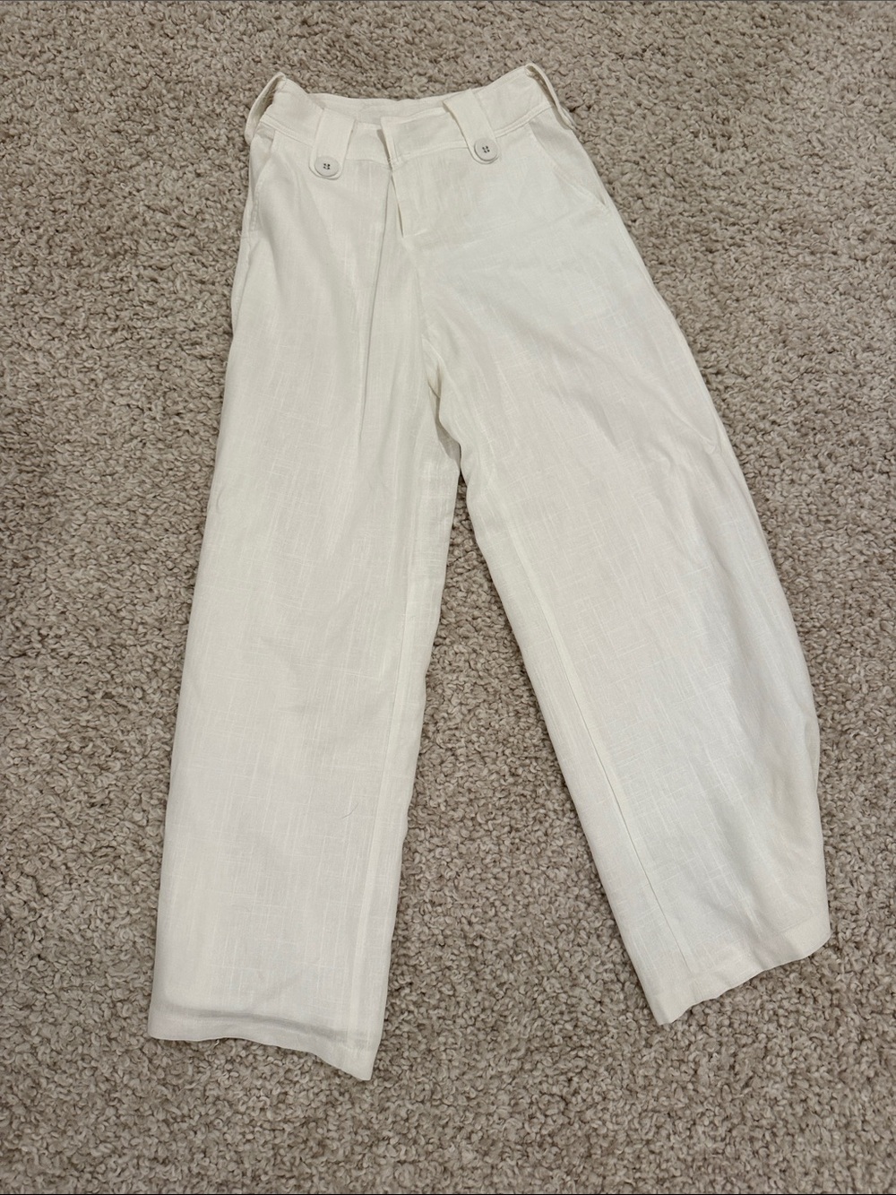 Princess Polly Cream Linen Pants